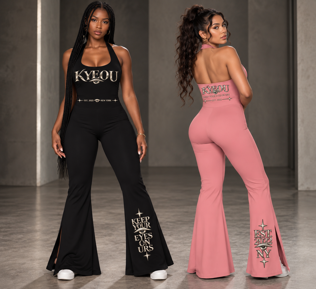KYEOU Women’s Main Event Halter Flared Jumpsuit