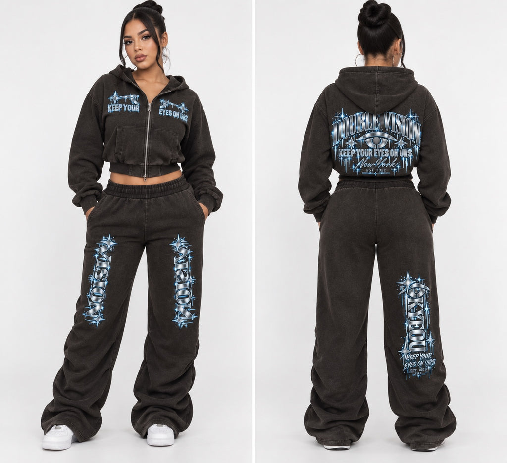 KYEOU Women’s Double Vision Set in black, front and back