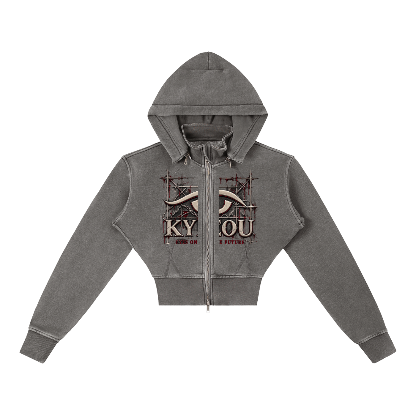 Women's set Dark Gray crop hoodie